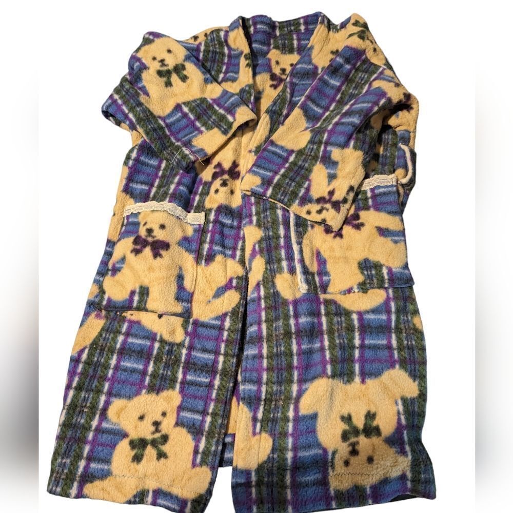 Vintage handmade teddy bear fleece robe